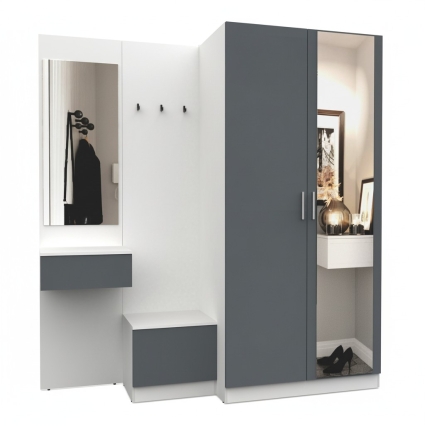 Набор мебели для прихожей "Марсель-157" МР 01-157 В2160 Ш2000 Г580 (ЛДСП Графит серый) Набор мебели для прихожей "Марсель-157" МР 01-157 В2160 Ш2000 Г580 (ЛДСП Графит серый)